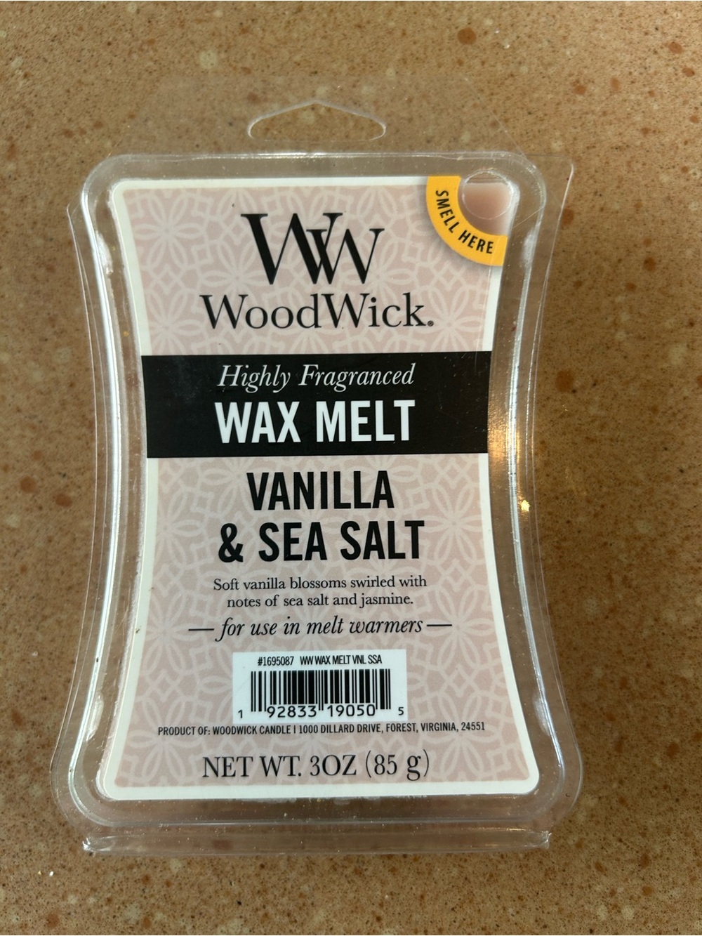 WoodWick Vanilla & Sea Salt Wax Melt – Soft Blush
